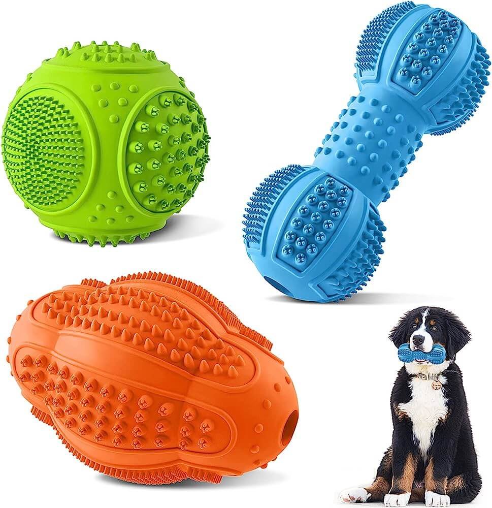 The primary material that stands up to destructo-dogs: Rubber