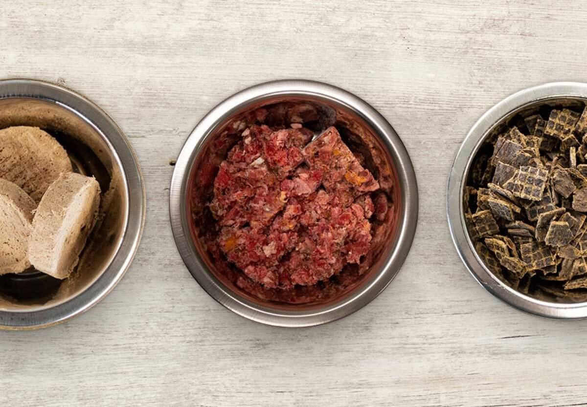 Divide raw dog food into smaller servings