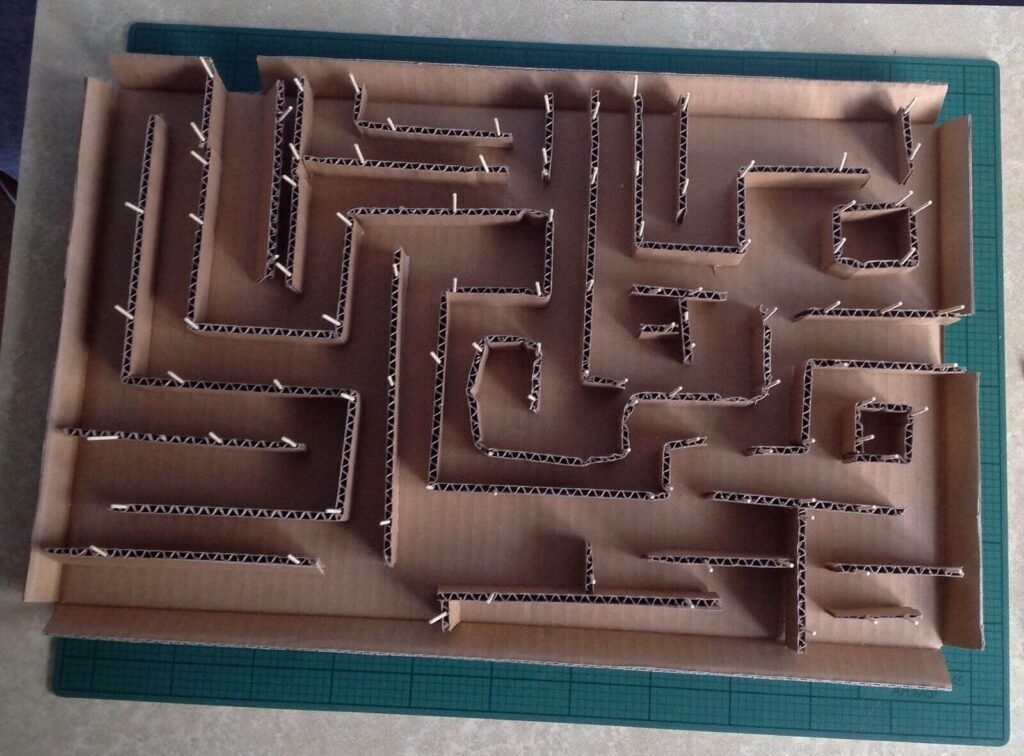 Cardboard maze toy