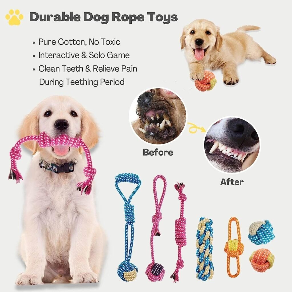 ESYLIF 20 Pack Puppy Chew Toys for Teething, Interactive Dog Rope Toys with Bin for Small Medium Breed