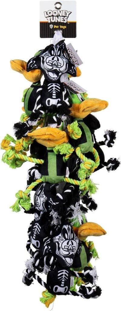 Looney Tunes for Pets Frankenstein Daffy Duck Skeleton Sylvester Halloween Rope Pull Dog Toys Bulk 14 Pc Clipstrip | Squeaky Dog Toys from Plush Dog Chew Toys