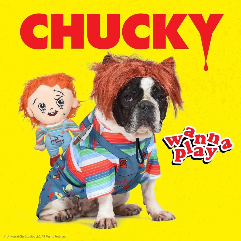 Universal Studios Horror CHUCKY 9 Plush Toy for Dogs | Medium Sized Squeaky Dog Toy, Dog Chew Toy with Squeaker | Horror Movie Toys for All Dogs, Official Dog Toy Product of Universal CHUCKY