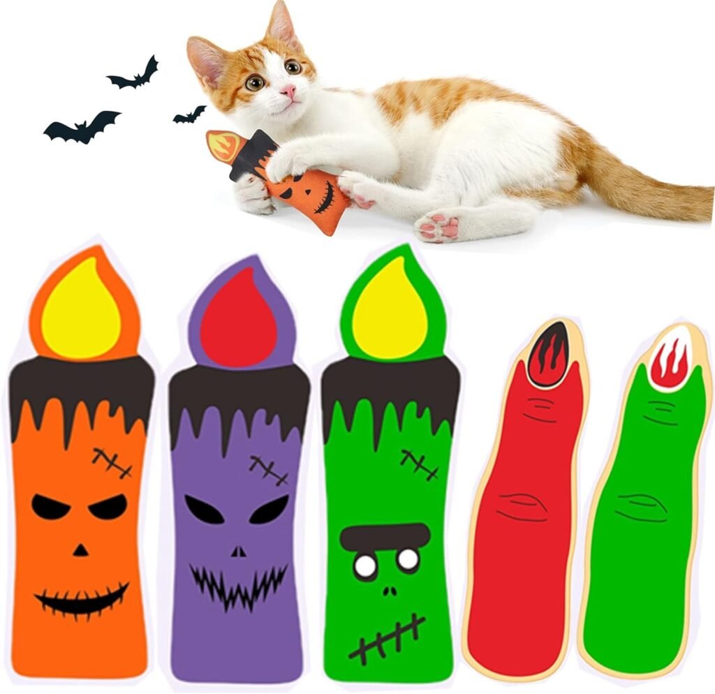 Biubiucat Catnip Toys Interactive Cat: 4PCS Cats Chew Plush Demon Toys/Pet Stuffed Nip Pillow/Kitten Best Kicker Toy/Cute and Soft Teething Gifts for Kitty Moving Indoor