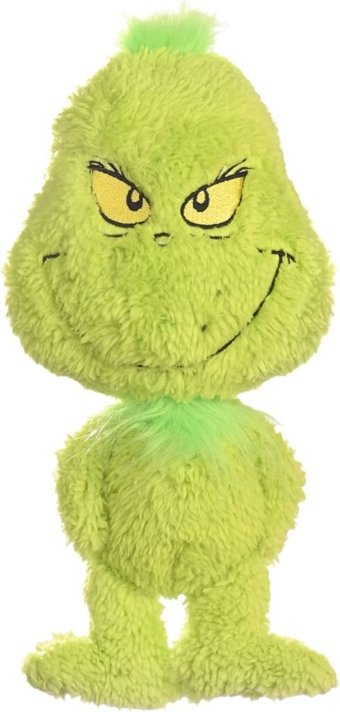 Dr. Seuss for Pets The Grinch Plush Figure Big Head Dog Toy, 6 Inch | Small Squeaky Dog Chew Toy from Dr. Seuss Collection How The Grinch Stole Christmas Movie | The Grinch Plush Dog Toy