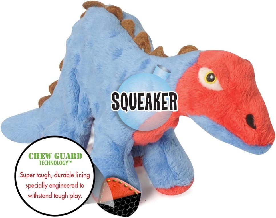 goDog Dinos T-Rex Squeaky Plush Dog Toy, Chew Guard Technology - Green, Large