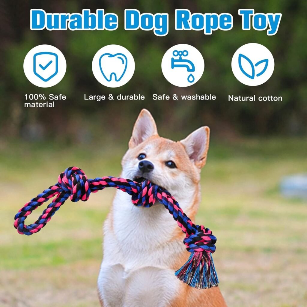 UPSKY Dog Rope Toys 2 Nearly Indestructible Dog Toys, Dog Toy for Medium to Large Breed, Dental Cleaning Chew Toys, Dog Tug Toy for Boredom, Dog Teething Toys, Dog Rope Toy for Aggressive Chewers