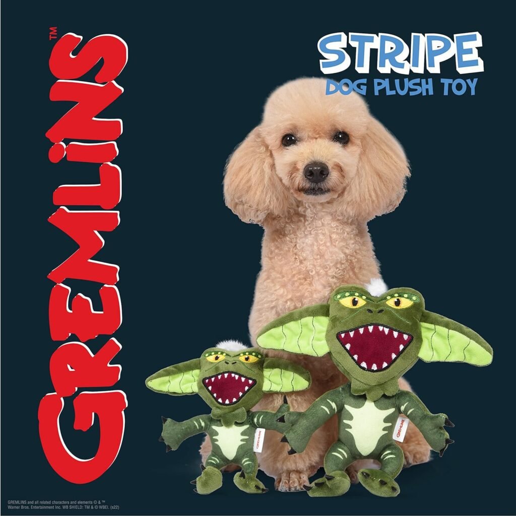 WB 9 Halloween Gremlins Stripes Plush Toy for Dogs | Gremlins Stripes Plush Dog Toy | Medium | Classic Movie Toys for All Dogs, Official Dog Toy Product of WB for Pets
